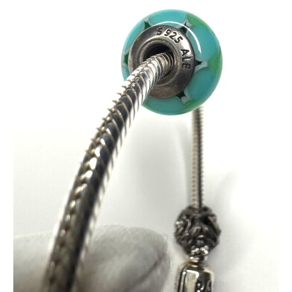 Pandora Sterling Silver Charm Bracelet With Beads & Charms - Picture 4 of 8